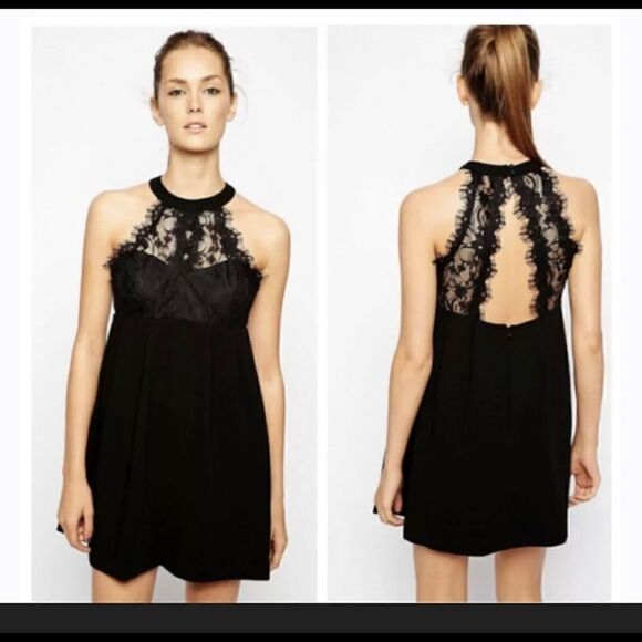 BCBGeneration Baby Doll Lace Dress With Halterneck - Picture 1 of 4